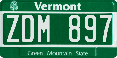 VT license plate ZDM897