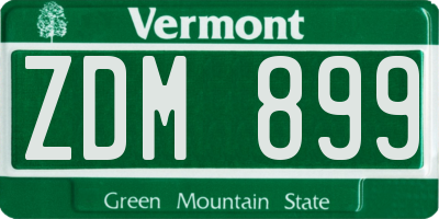 VT license plate ZDM899