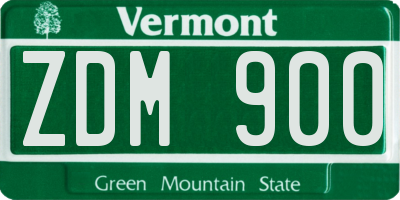 VT license plate ZDM900