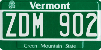 VT license plate ZDM902