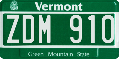 VT license plate ZDM910