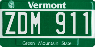 VT license plate ZDM911