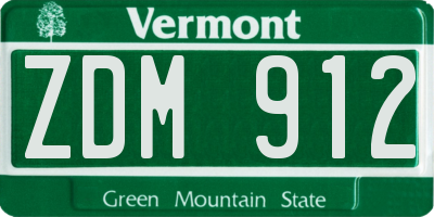 VT license plate ZDM912