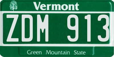 VT license plate ZDM913