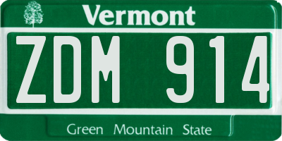VT license plate ZDM914