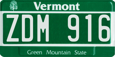 VT license plate ZDM916