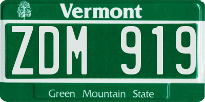 VT license plate ZDM919