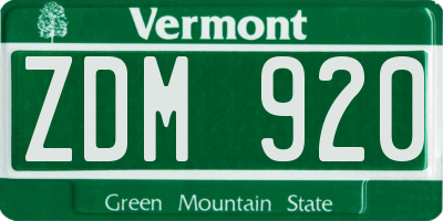 VT license plate ZDM920