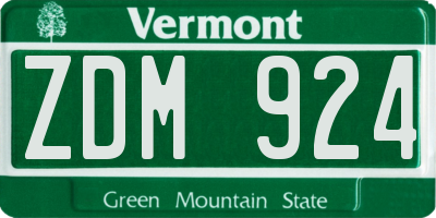 VT license plate ZDM924