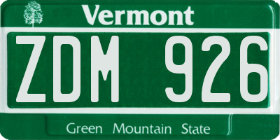 VT license plate ZDM926