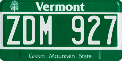 VT license plate ZDM927