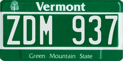 VT license plate ZDM937