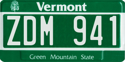 VT license plate ZDM941
