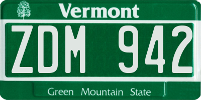 VT license plate ZDM942