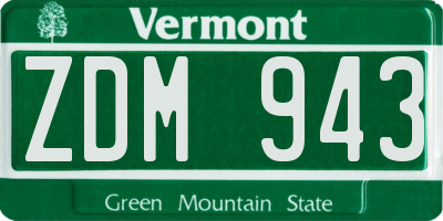 VT license plate ZDM943