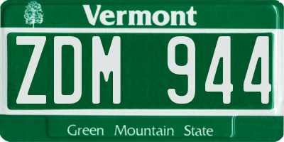 VT license plate ZDM944