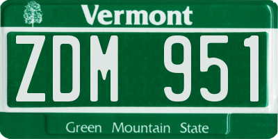 VT license plate ZDM951