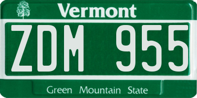 VT license plate ZDM955