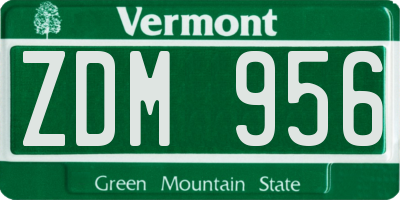 VT license plate ZDM956