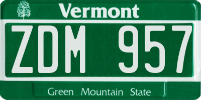 VT license plate ZDM957