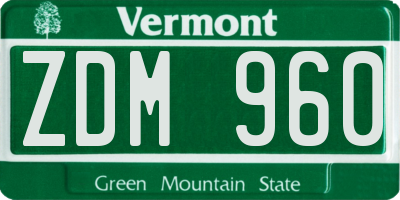 VT license plate ZDM960