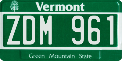VT license plate ZDM961