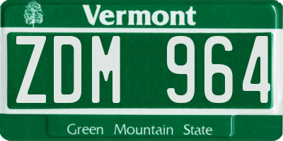 VT license plate ZDM964