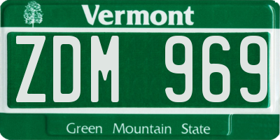 VT license plate ZDM969