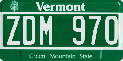VT license plate ZDM970