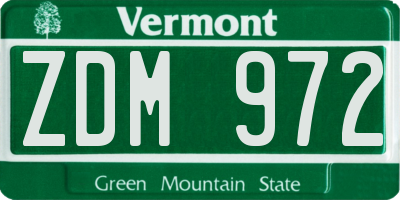 VT license plate ZDM972