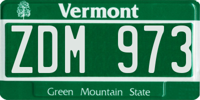 VT license plate ZDM973