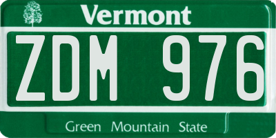 VT license plate ZDM976