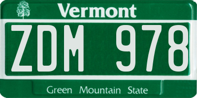 VT license plate ZDM978