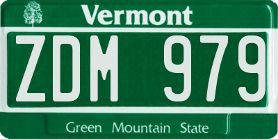 VT license plate ZDM979