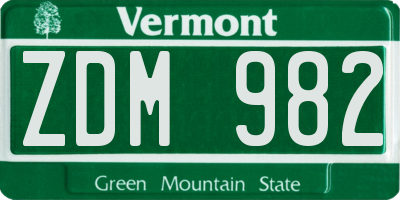 VT license plate ZDM982