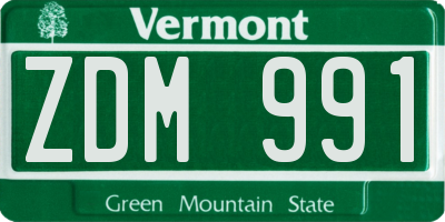 VT license plate ZDM991