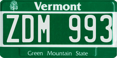 VT license plate ZDM993