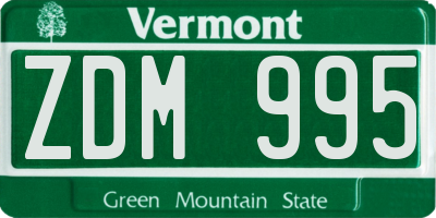 VT license plate ZDM995