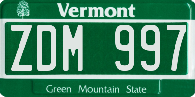 VT license plate ZDM997