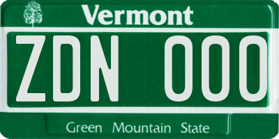 VT license plate ZDN000