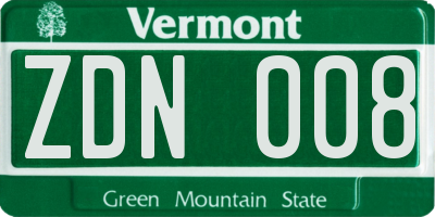 VT license plate ZDN008