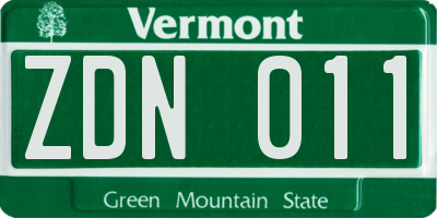 VT license plate ZDN011