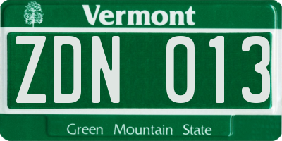 VT license plate ZDN013