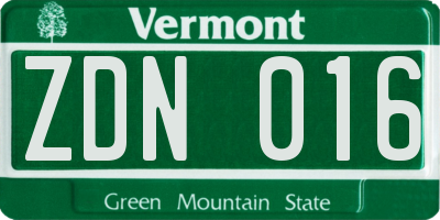 VT license plate ZDN016