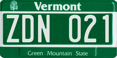 VT license plate ZDN021