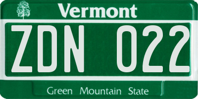 VT license plate ZDN022