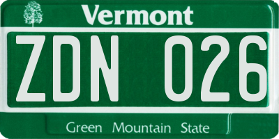 VT license plate ZDN026
