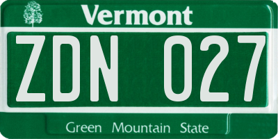 VT license plate ZDN027