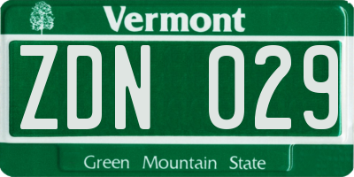 VT license plate ZDN029