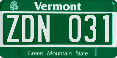 VT license plate ZDN031